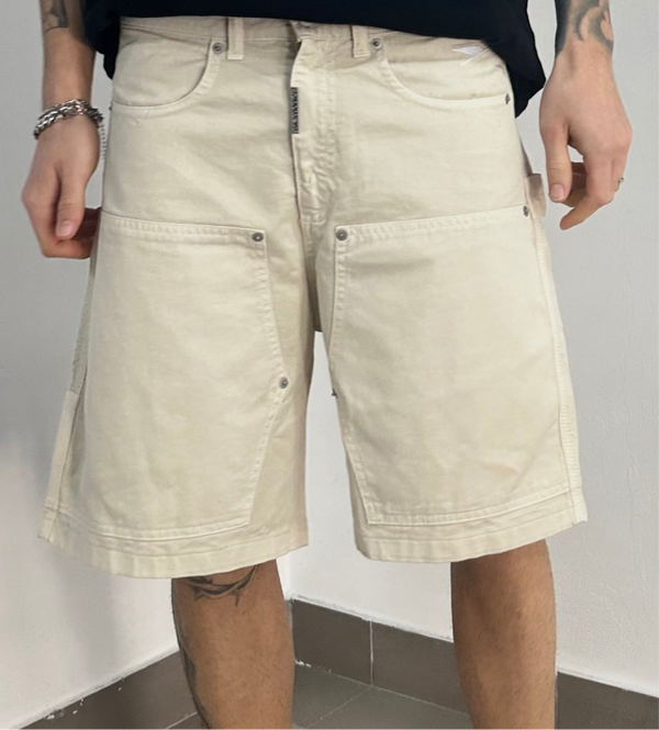 Work denim short cream
