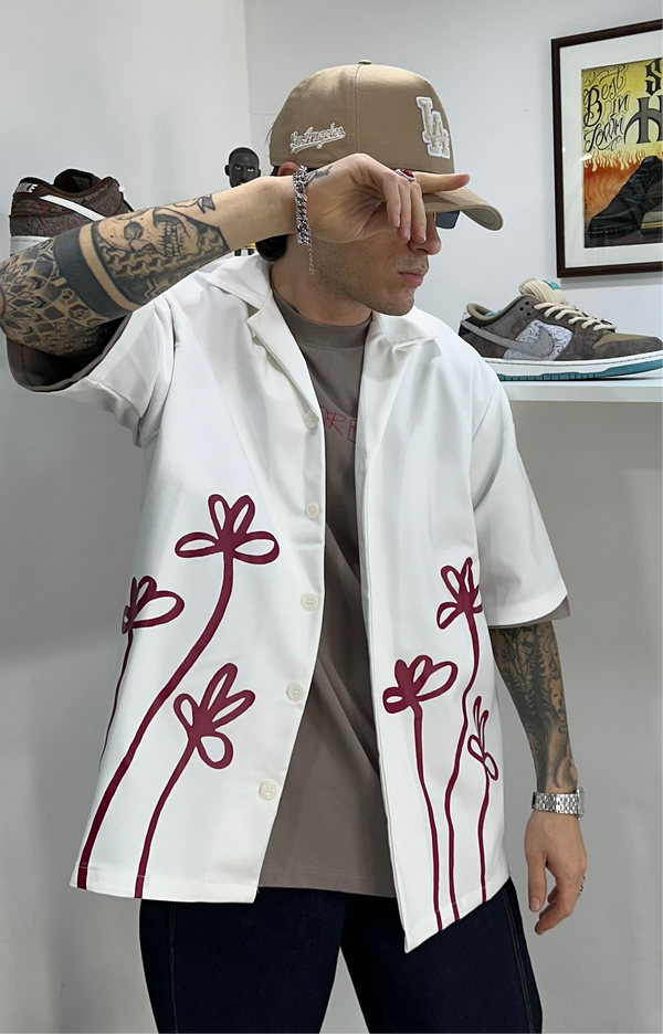 Camicia Double Flower White Asensyo