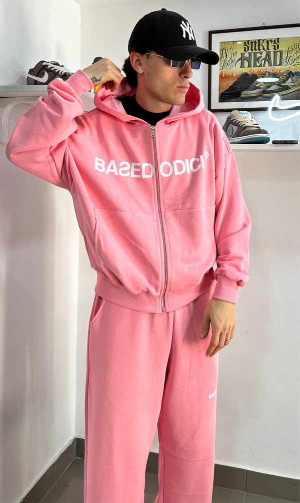 Comfy Set Zip Logo Pink